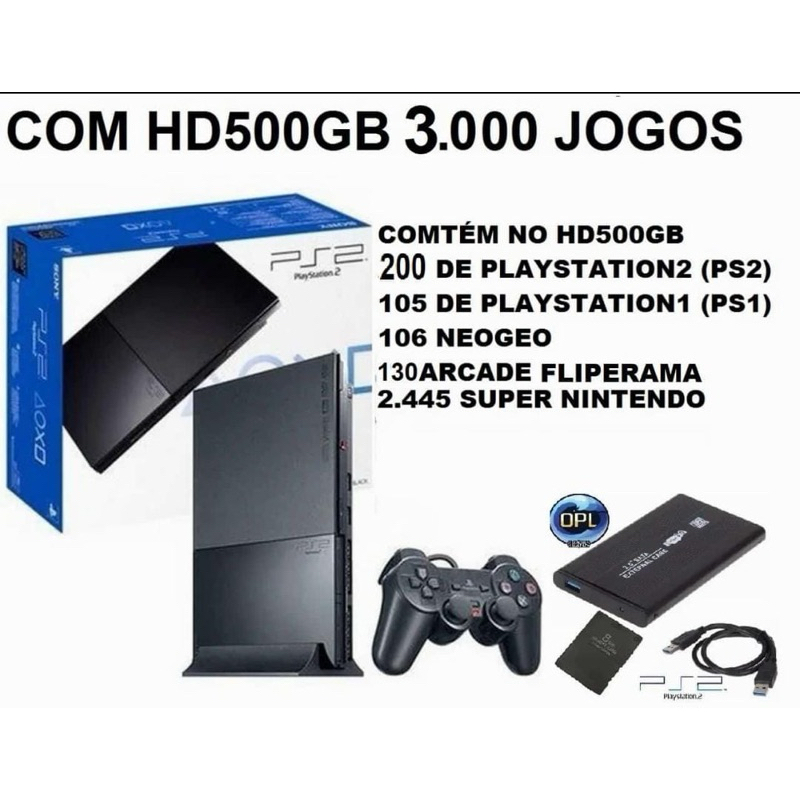 Super play 2 lotado de jogos de p1 e p2 Hd 3.0 de 500gb