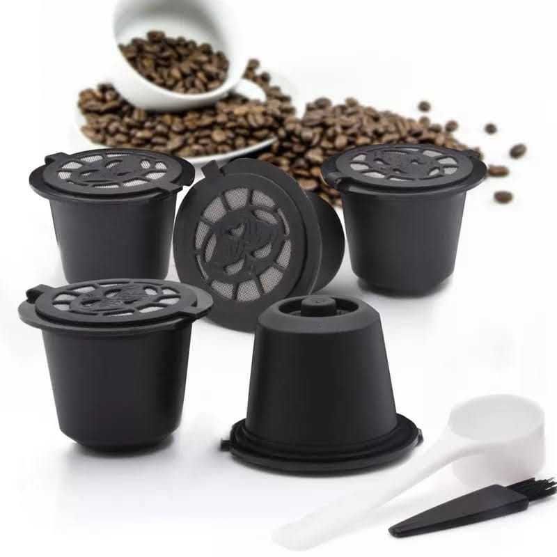3 Cápsula Nespresso Reutilizável Recarregável Preta + Brinde (Pincel E Colher Medidora)