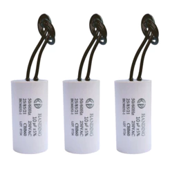 Kit 03 Capacitores 10uf 250vac 2 Fios Para Ventilador de Teto ,Motor, Portão Eletrônico