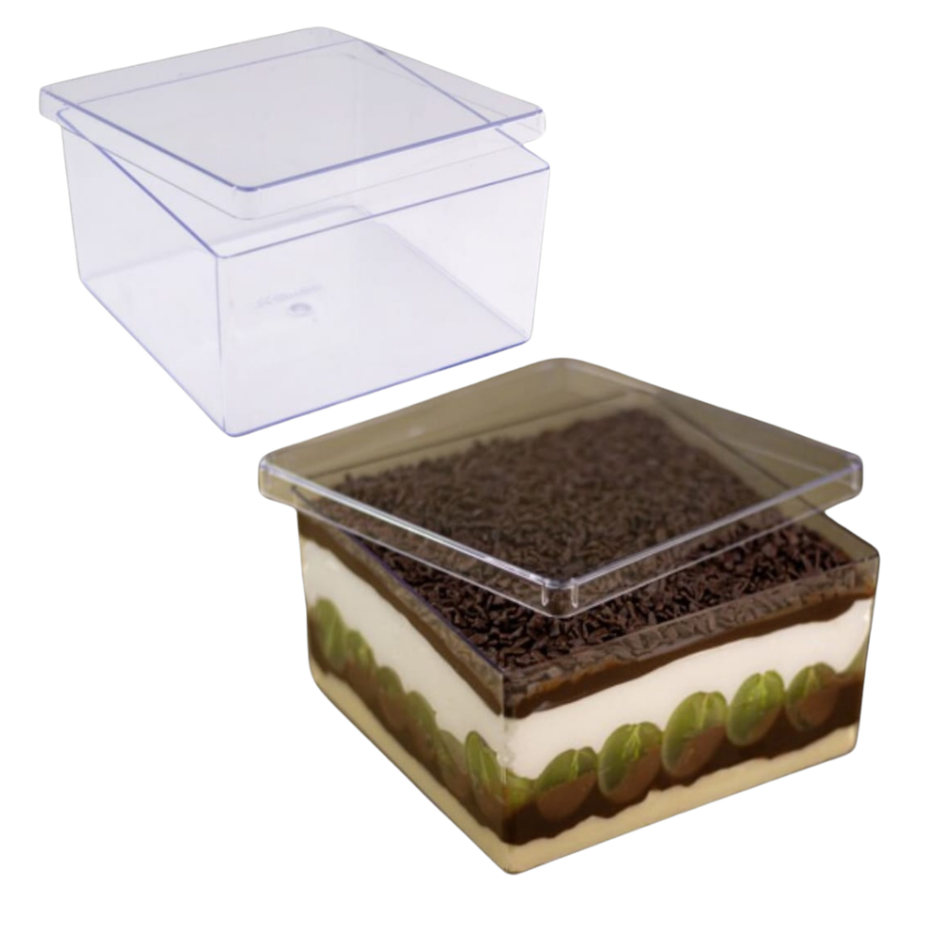 Kit 5 Pçs Cake Box Star Quadrada Com tampa 1,5 Cristal BlueStar