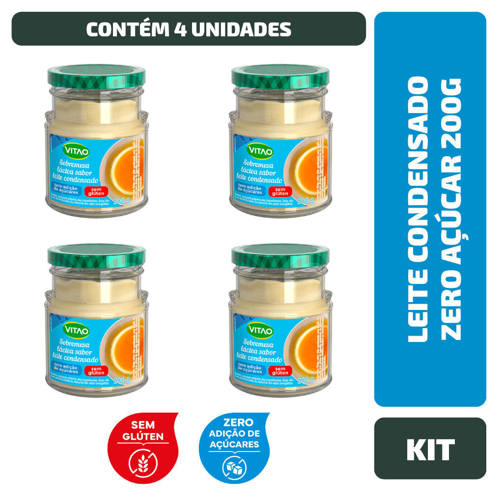 Kit Leite Condensado Zero Açúcar Vitao 200G - 4 Unidades - Food & Beverages