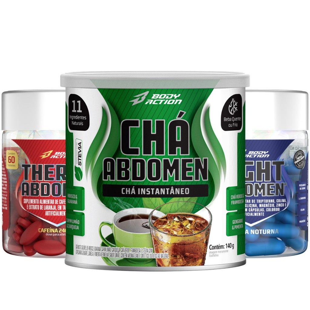 Chá Abdomen 140g + Kit Abdomen Dia Noite Bodyaction em Oferta na Shopee