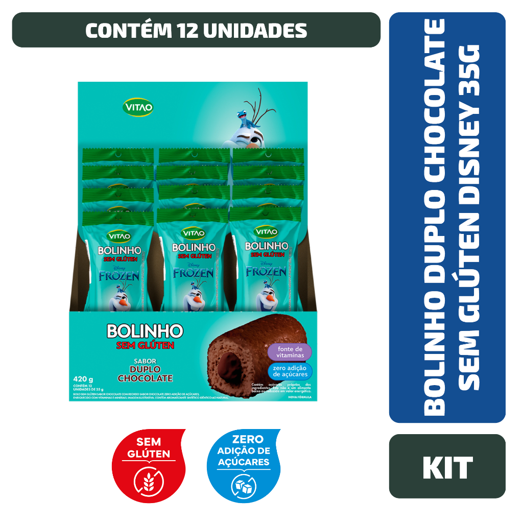 Kit Bolinho Duplo Chocolate Sem Glúten Disney 35G - 12 Unidades - Food & Beverages