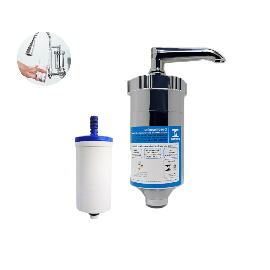 Filtro Universal para Torneira Mesa Bancada Parede Copo Blindado com Vela Refil Instalado Cozinha Abs Compatível Gourmet