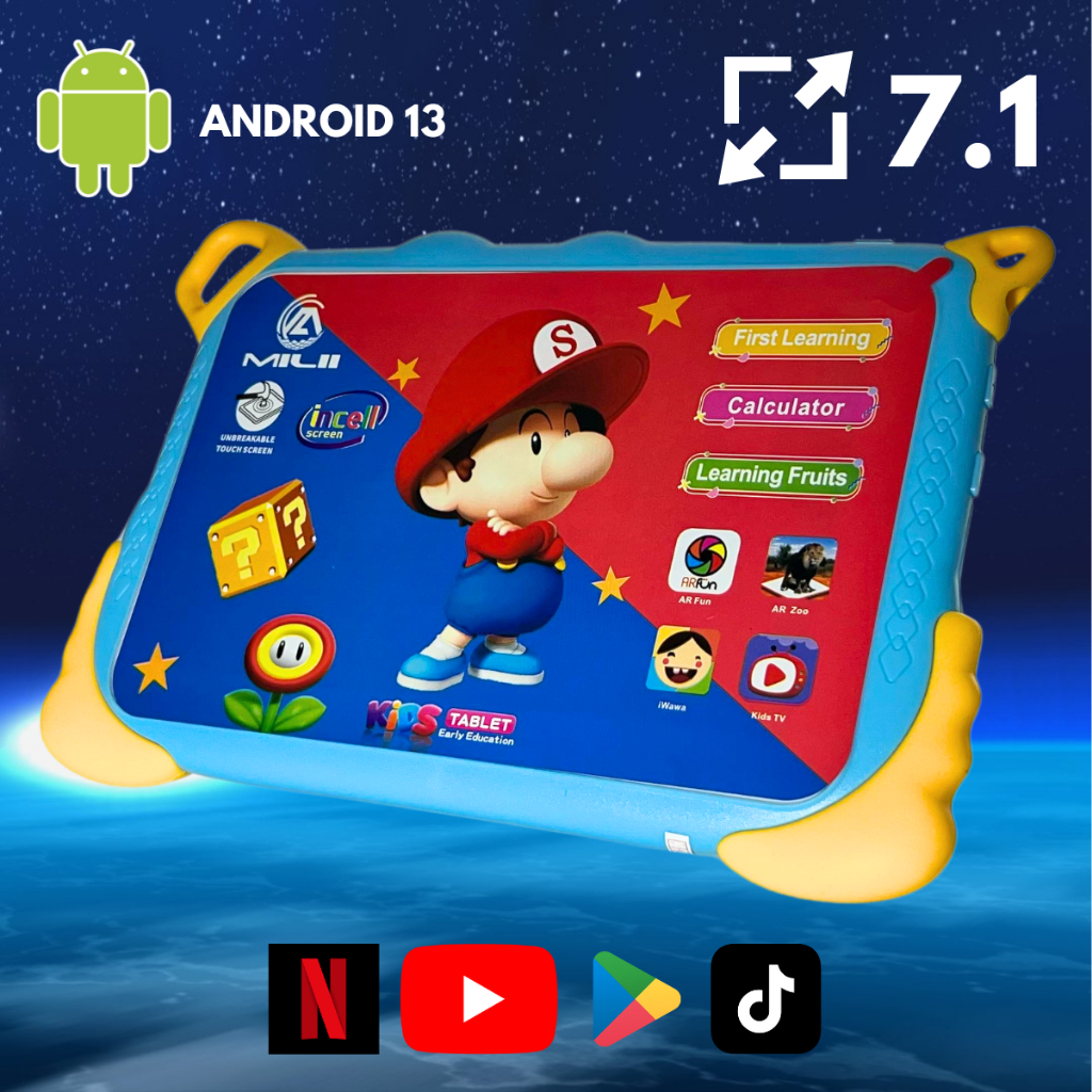 Tablet AH08 Infantil Milli 8Gb + 256Gb Kids 7 Polegadas Controle Parental Wi-fi 5G