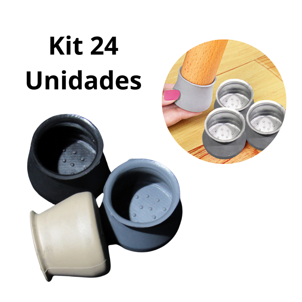 Kit 24 Unidades Protetor de Pé de Cadeira Antiderrapante Proteção para Piso em Oferta na Shopee