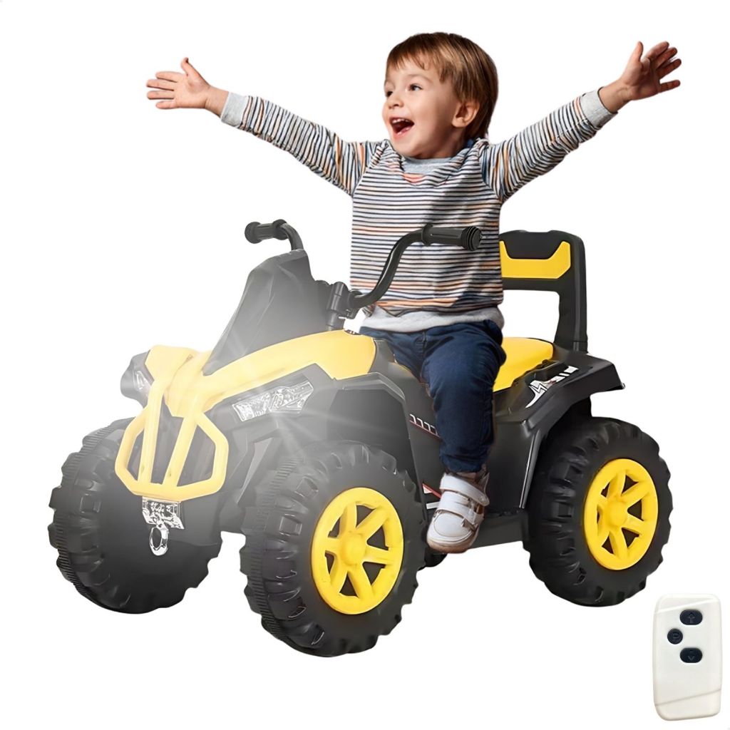 Carro Carrinho Infantil Quadriciclo Elétrico Menino Passeio Brinquedo com Controle Remoto em Oferta na Shopee
