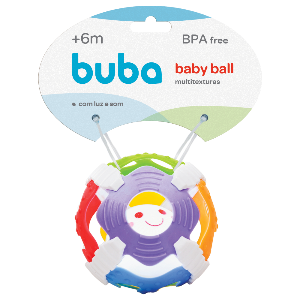 Bola BUBA Maleável com Luz e Som - Baby Ball Multi Textura