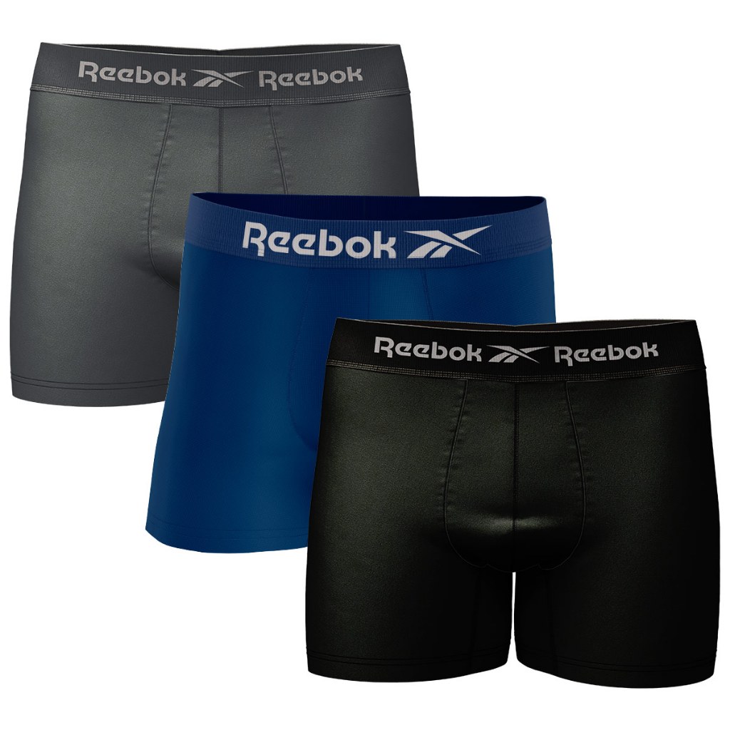 Kit 3 Cuecas Boxer Adulto Masculina Microfibra Sem Costura Reebok em Oferta na Shopee