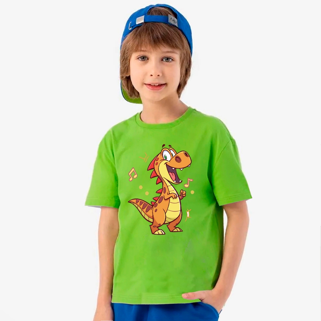 Camiseta Infantil Masculina Kids T-Rex Dinossauro Roupa Menino Verão Promoção