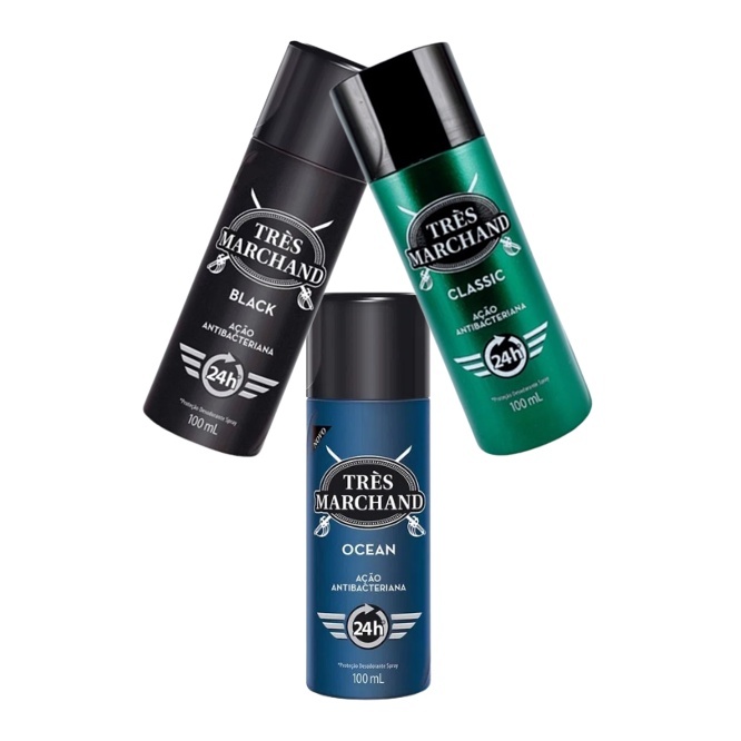 Kit's Com 3 Unidade de Desodorante Spray Três Marchand 100ml