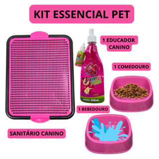 Kit Sanitário Canino Pet + Educador Xixi Pode Xixi Não Pode + Comedouro Cachorro Gato Prom...