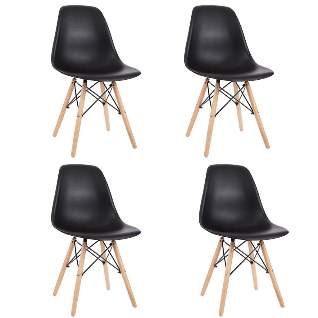 Kit 4 Cadeiras Charles Eames  Pés de Madeira Estilo e Conforto em Cada Assento