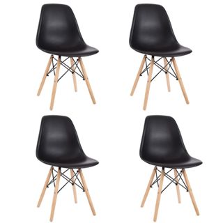 Kit 4 Cadeiras Charles Eames  Pés de Madeira Estilo e Conforto em Cada Assento
