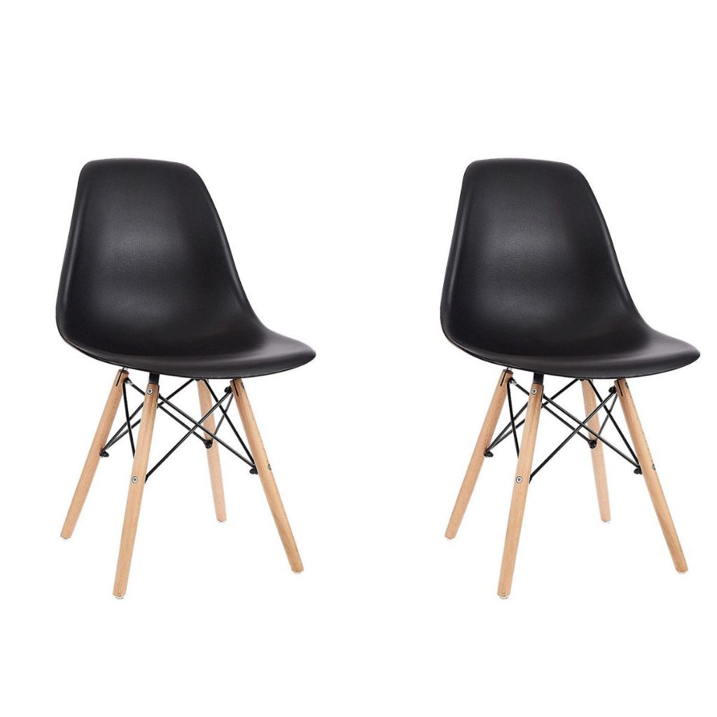 Kit 2 Cadeiras Charles Eames - Pés De Madeira