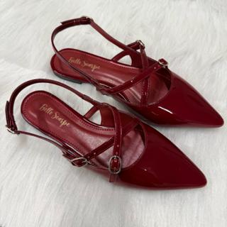 Sandália Sapatilha Feminina SlingBack Verniz Confortável Bico Fino com Fivela em Oferta na Shopee