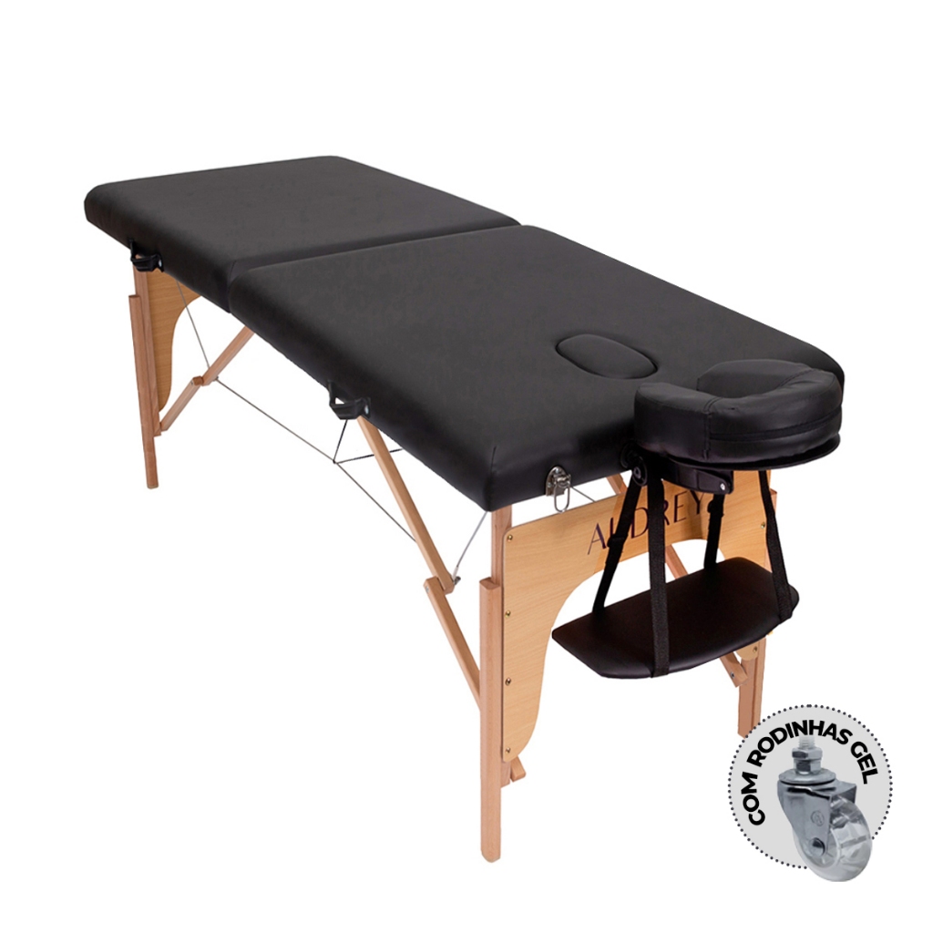 Maca Portátil Dobrável Audrey Start Premium Rodinhas Massoterapia Massagem Depilação