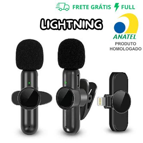 KIT 2 MICROFONES DE LAPELA SEM FIO KAIDI KMF6-A LIGHTNING PARA IOS