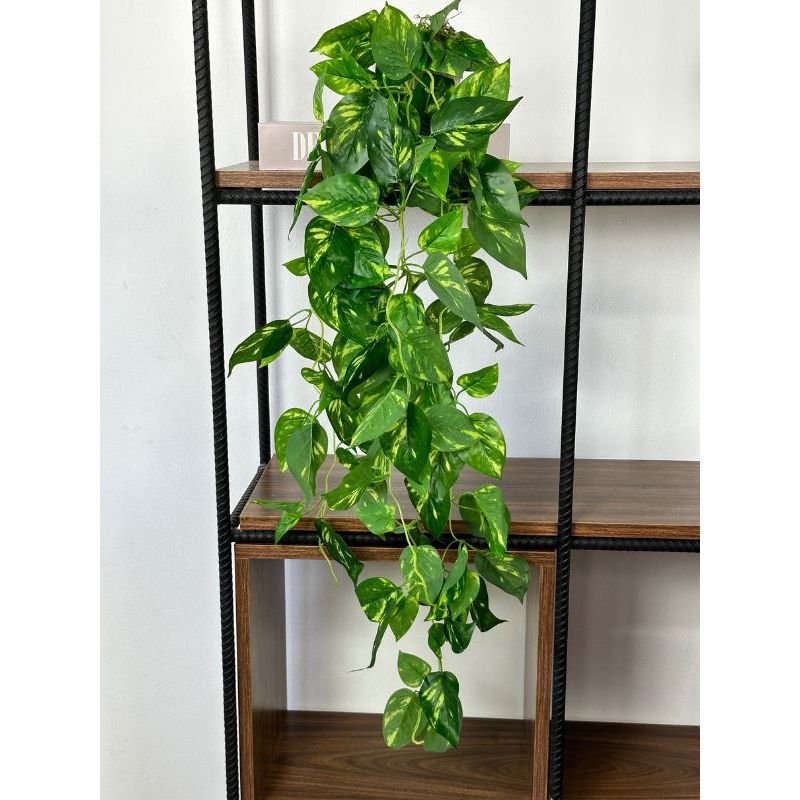 Planta Artificial Pendente com Vaso Completa e Montada Folhagem Artificial Pendente Decoração Sala, Prateleiras, Nichos