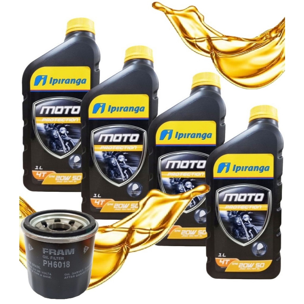 Troca de Óleo P/ Suzuki Vstrom / Hayabusa / Bandit / Boulevard Ipiranga 20w50 4 Litros + Filtro em Oferta na Shopee