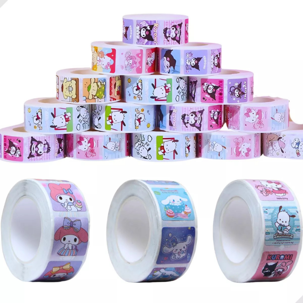 500 Adesivos Capivara / Sanrio Hello Kitty Melody Kuromi Papelaria Kawai