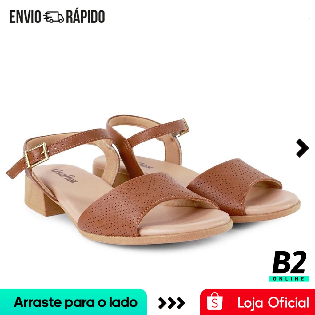 Sandália Usaflex Casual Glam Feminina Original com Nota Fiscal e Garantia em Oferta na Shopee