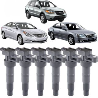 Kit 06 Bobina Ignição Azera Santa Fé Vera Cruz Carnival Opirus Sorento Borrego Mohave em Oferta na Shopee