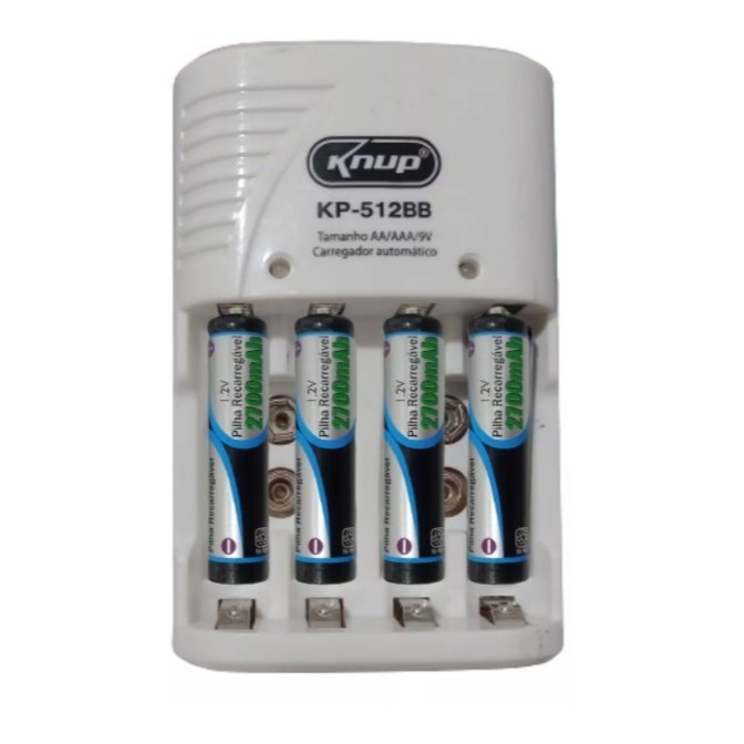 Carregador De Pilha Recarregável Aa/aaa - Knup 110v/220v