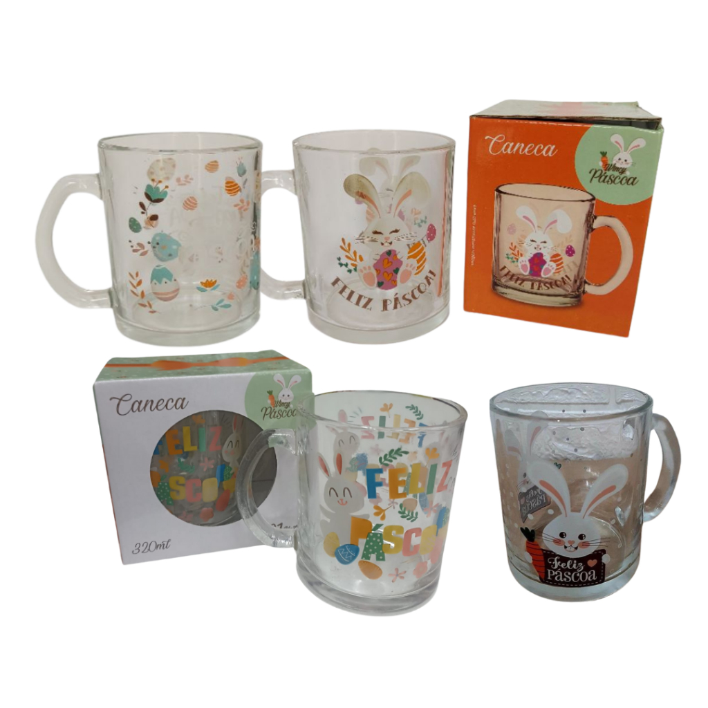 Caneca de Páscoa Vidro 340ml WINCY EAX40020 / EAX40018 / EAX40016