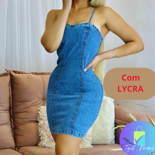 Vestido Jeans com Alça Tubinho com Lycra Elastano Vestido Jeans Curto c41149 em Oferta na Shopee