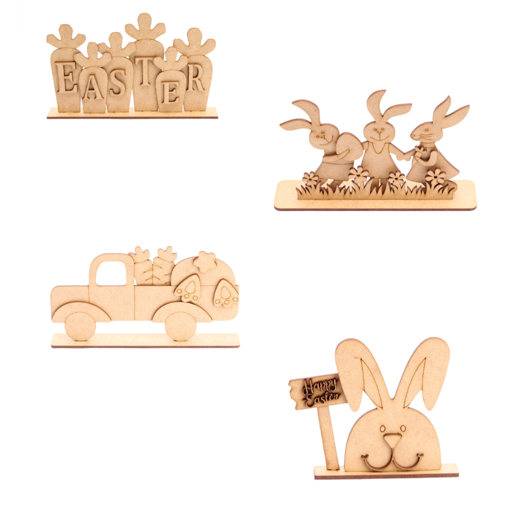 Apliques Recortes Em MDF Vários Modelos Páscoa Coelhinho Fofinho Artesanato Decoração Enfeite