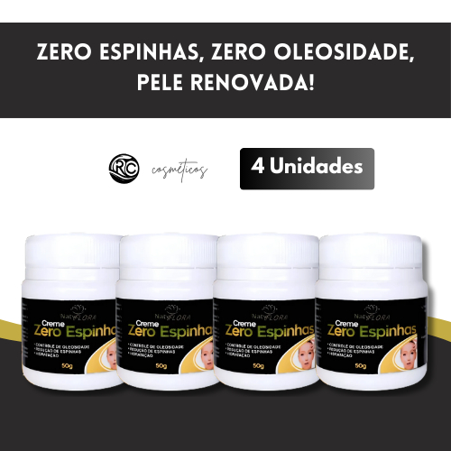 Kit com 4 Cremes Zero Espinhas – Controle de Oleosidade e Hidratação na Medida Certa
