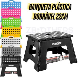 Banqueta Banquinho Dobrável Plástica Vonder 22cm Anti Derrapante Suporta até 150kg em Oferta na Shopee