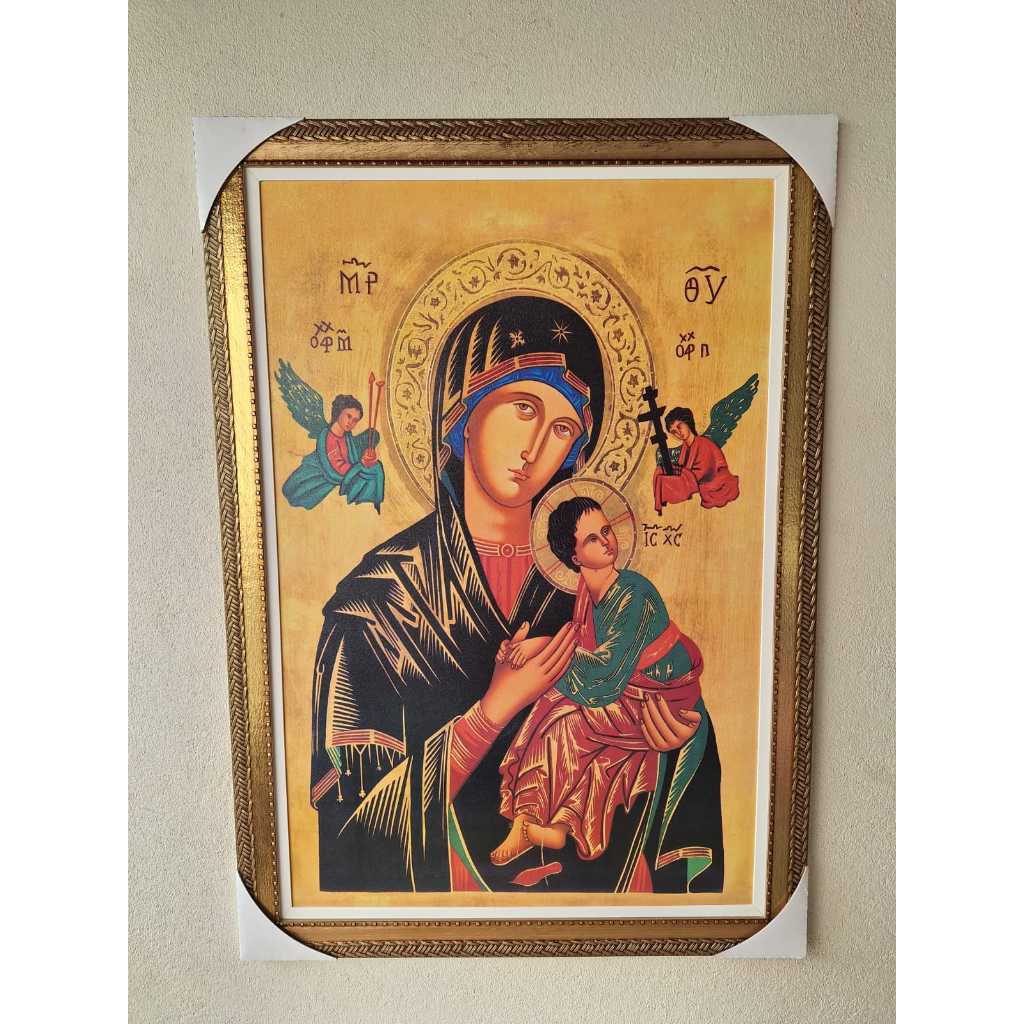 QUADRO NOSSA SENHORA DO PERPETUO SOCORRO 72x102cm RESINADO MOLDURA DOURADA