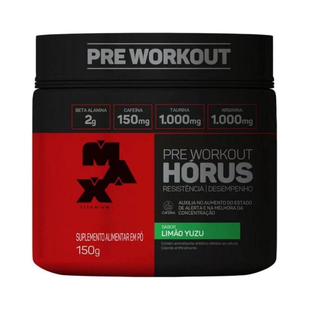 Pré Treino Max Titanium Horus Pote 150g Sabor Limão Yuzu em Oferta na Shopee