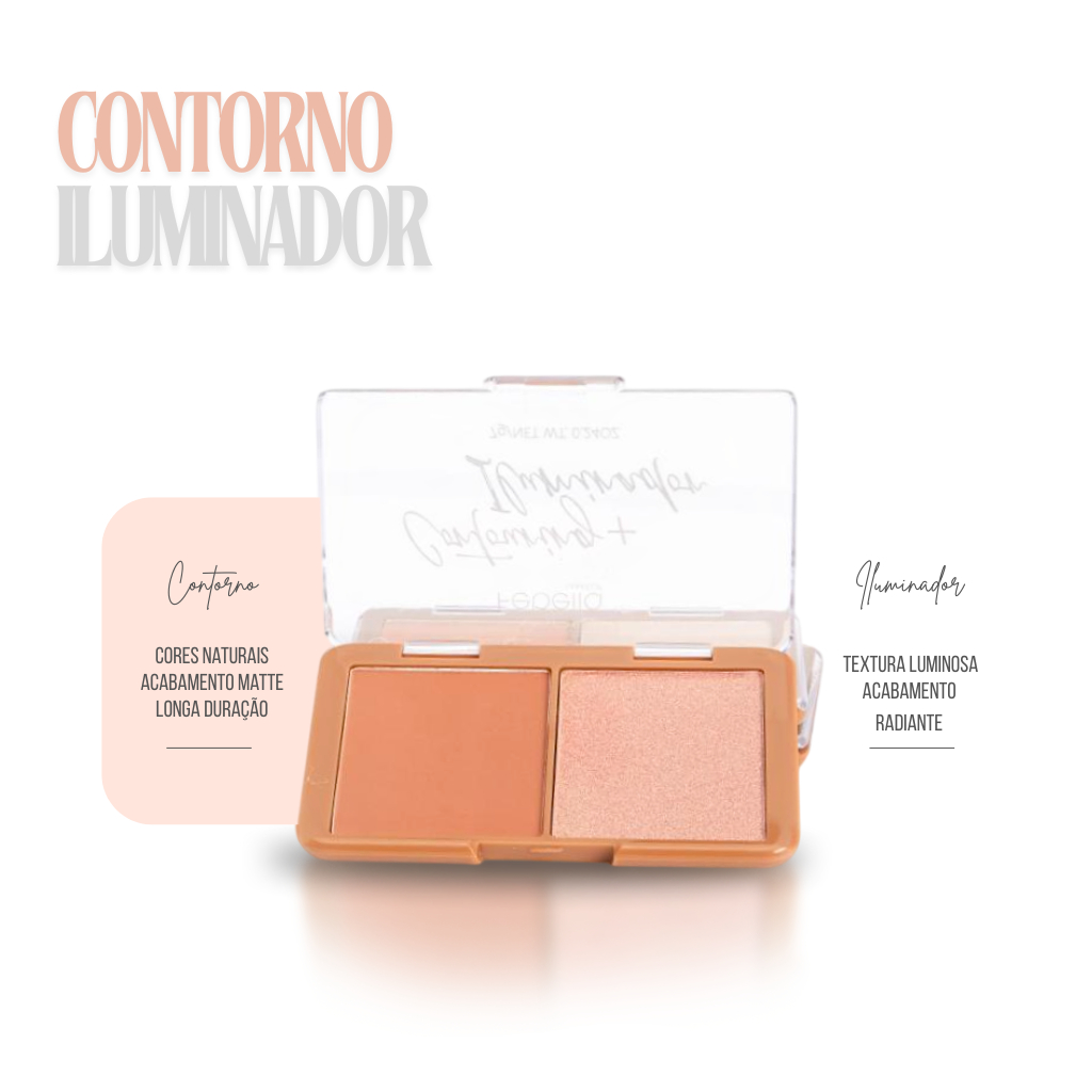 Iluminador e Contorno Febella - Melhor Preço Paleta Duo Rosto Radiante em Oferta na Shopee