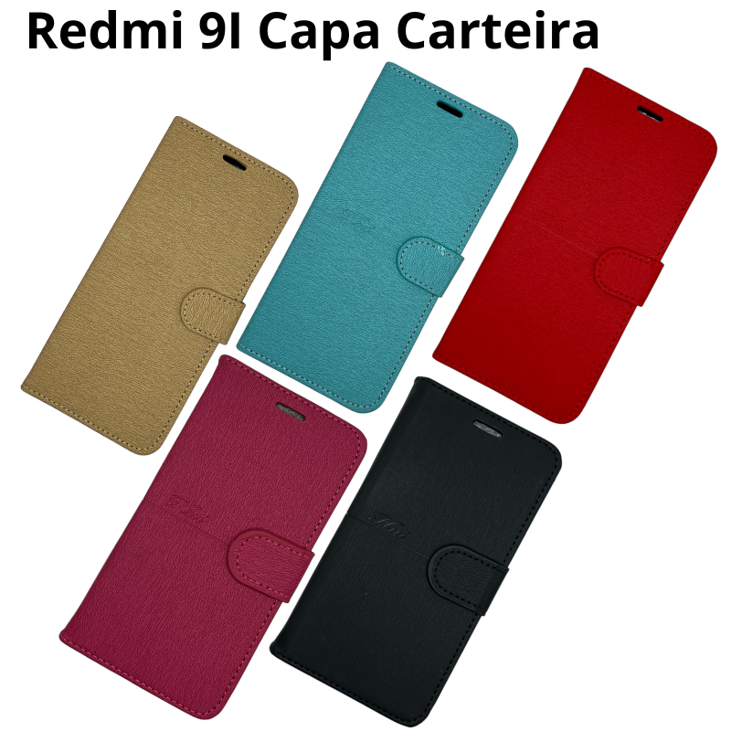 Case Capa Carteria Redmi 9I CCR9I Case Flip Cores Variadas Porta Catão Couro