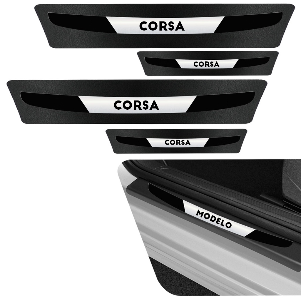 Jogo Soleira De Porta Plus Compatível com Corsa Hatch/sedan Resinado - 4 Peças