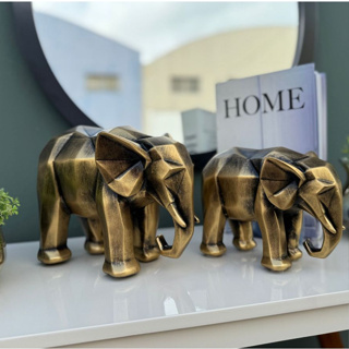 Elefante Geométrico 3D DUPLA Dourada Envelhecida decoração elegante Adorno de Luxo em Oferta na Shopee