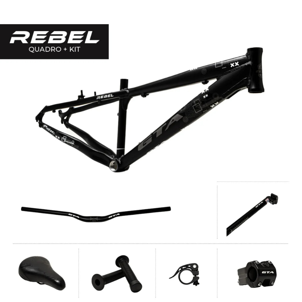 Kit Quadro Bike Gta Rebel Aro 26 Freeride Alumínio Cor Preto Tamanho Del Quadro Único