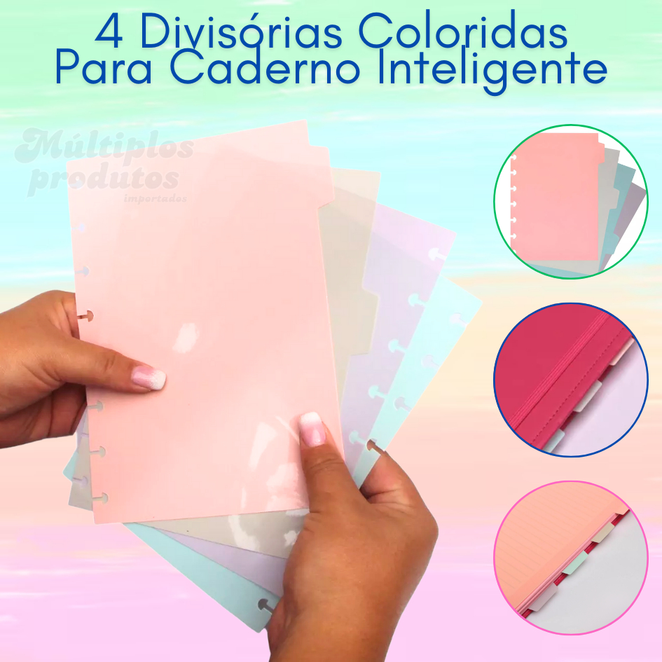 Kit 4 Peças Divisórias Coloridas Para Caderno De Discos Inteligente Diversos Tamanhos em Oferta na Shopee