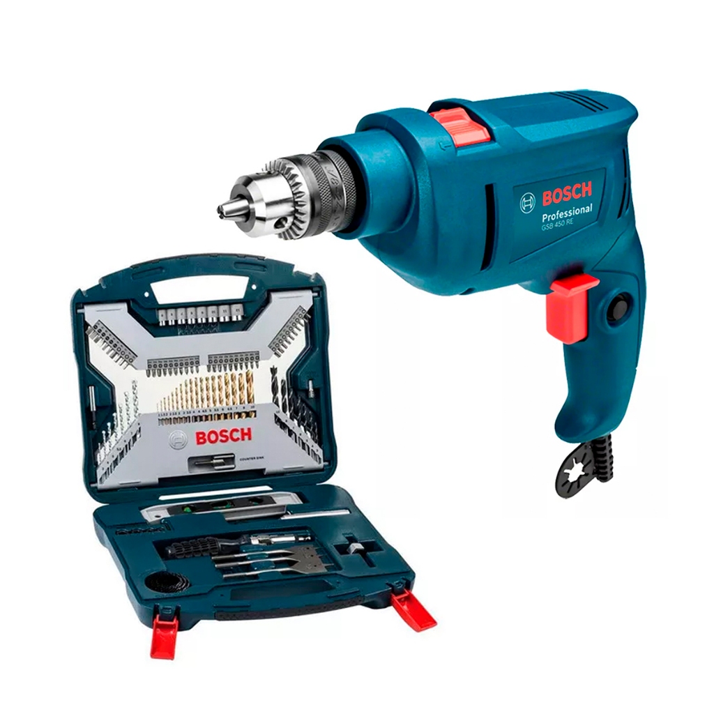 Kit Furadeira Parafusadeira 220v Bosch 450w + Maleta Pontas e Brocas Titânio - Home & Living