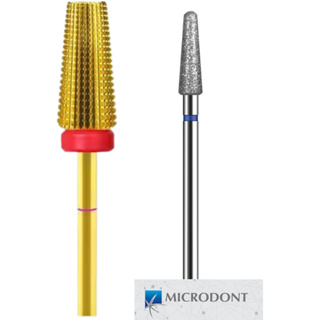 Kit 2 brocas de Tungstênio cônica Dourada Para remoção acabamento Nivelamento do Gel + Diamantada PM 720  Microdont em Oferta na Shopee