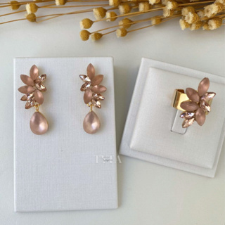 Brinco e anel rosé com banho de ouro para madrinhas / brinco e anel rosa bebê para madrinhas brinco rosa anelrosa lorena em Oferta na Shopee