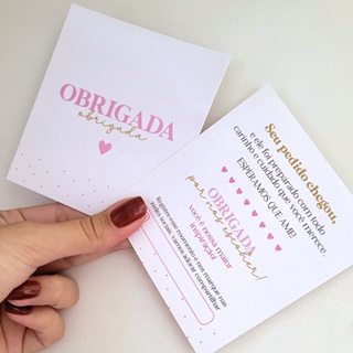 Cartão de agradecimento ao cliente / Postal ''obrigada'' - 50un - 9x10cm │ CA12 em Oferta na Shopee