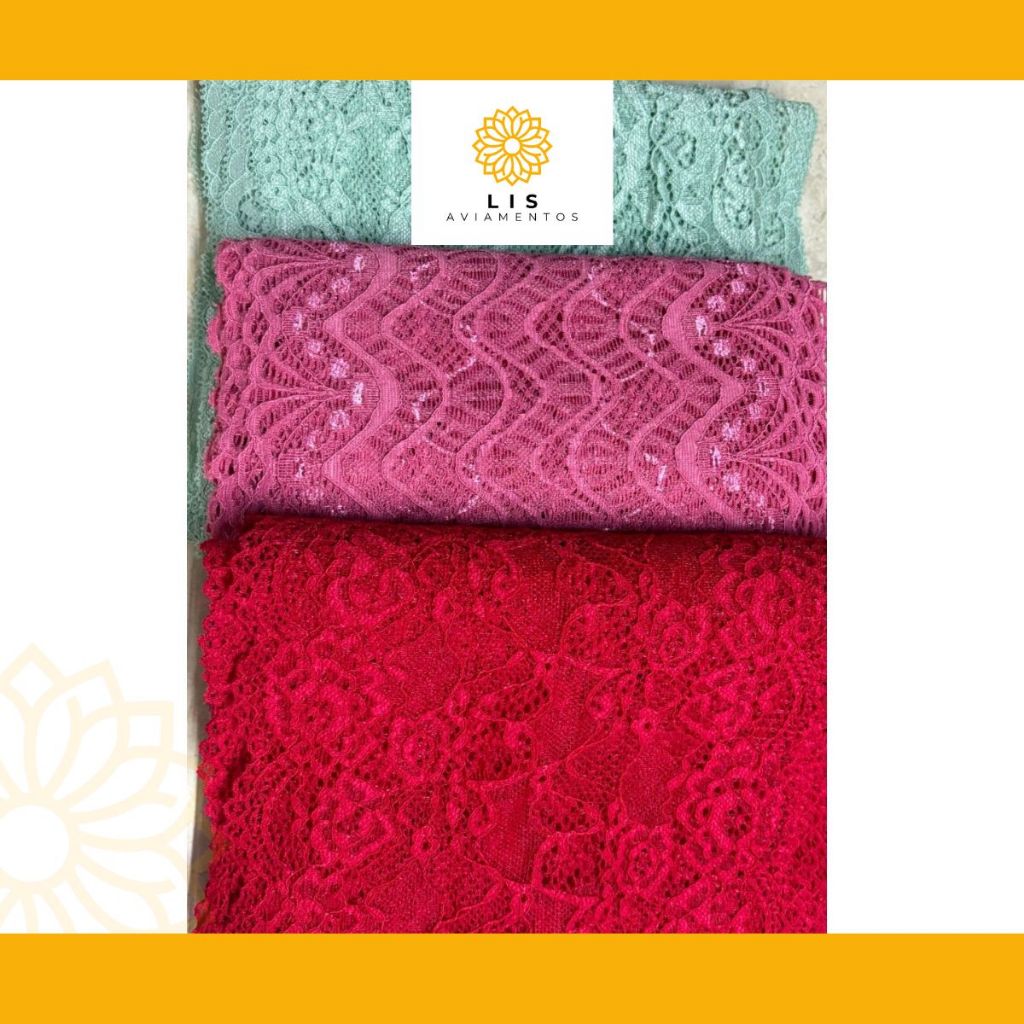 Renda Poliamida  Elastano Lingerie   18cm 5 METROS Moda Intima Armarinho Artesanato em Oferta na Shopee