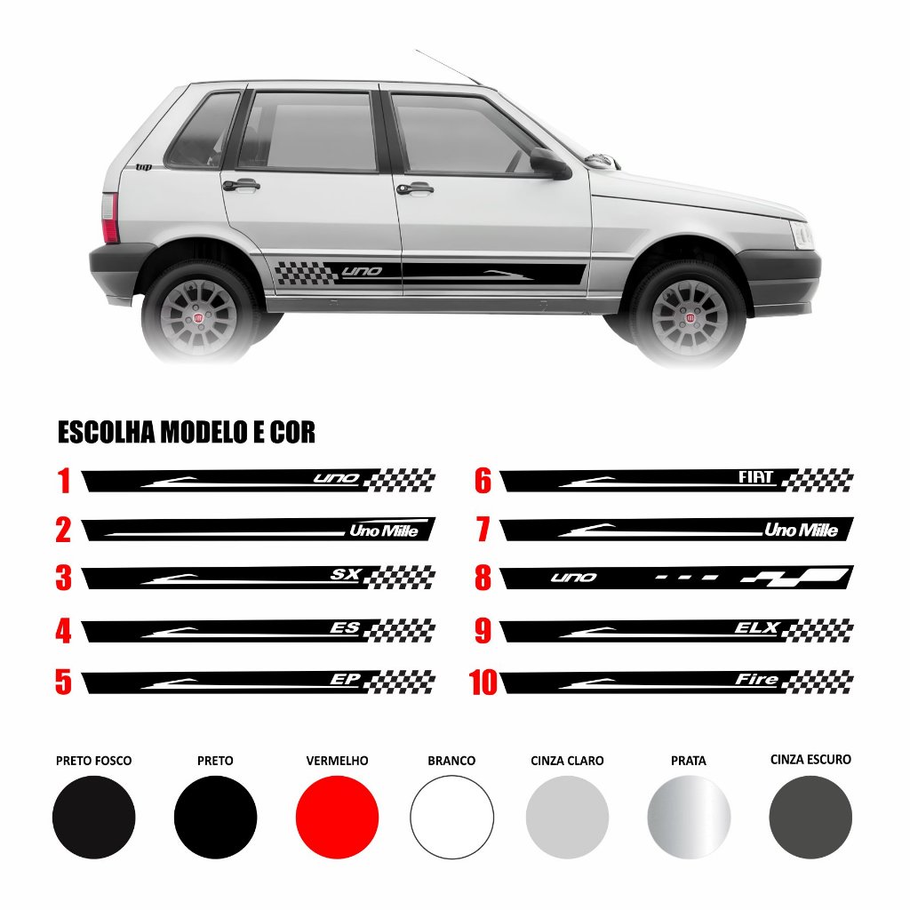 Adesivo Faixa Lateral Uno Mille Fire Economy Elx Acessórios em Oferta na Shopee