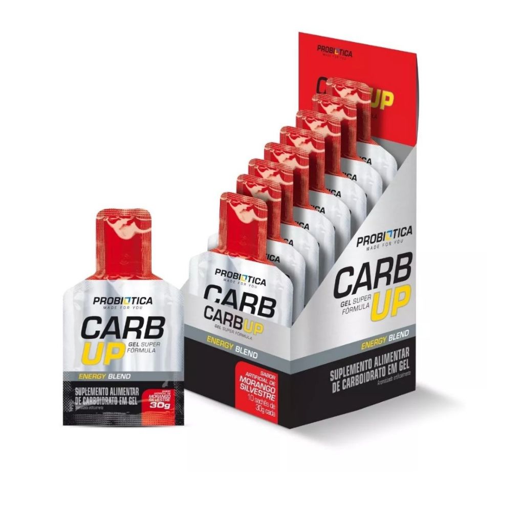 Carb Up Gel Energy Super Fórmula Morango Probiótica com 10 Sachês - Health