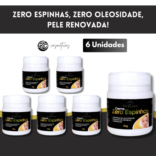 Kit com 6 Cremes Zero Espinhas – Controle de Oleosidade e Hidratação na Medida Certa