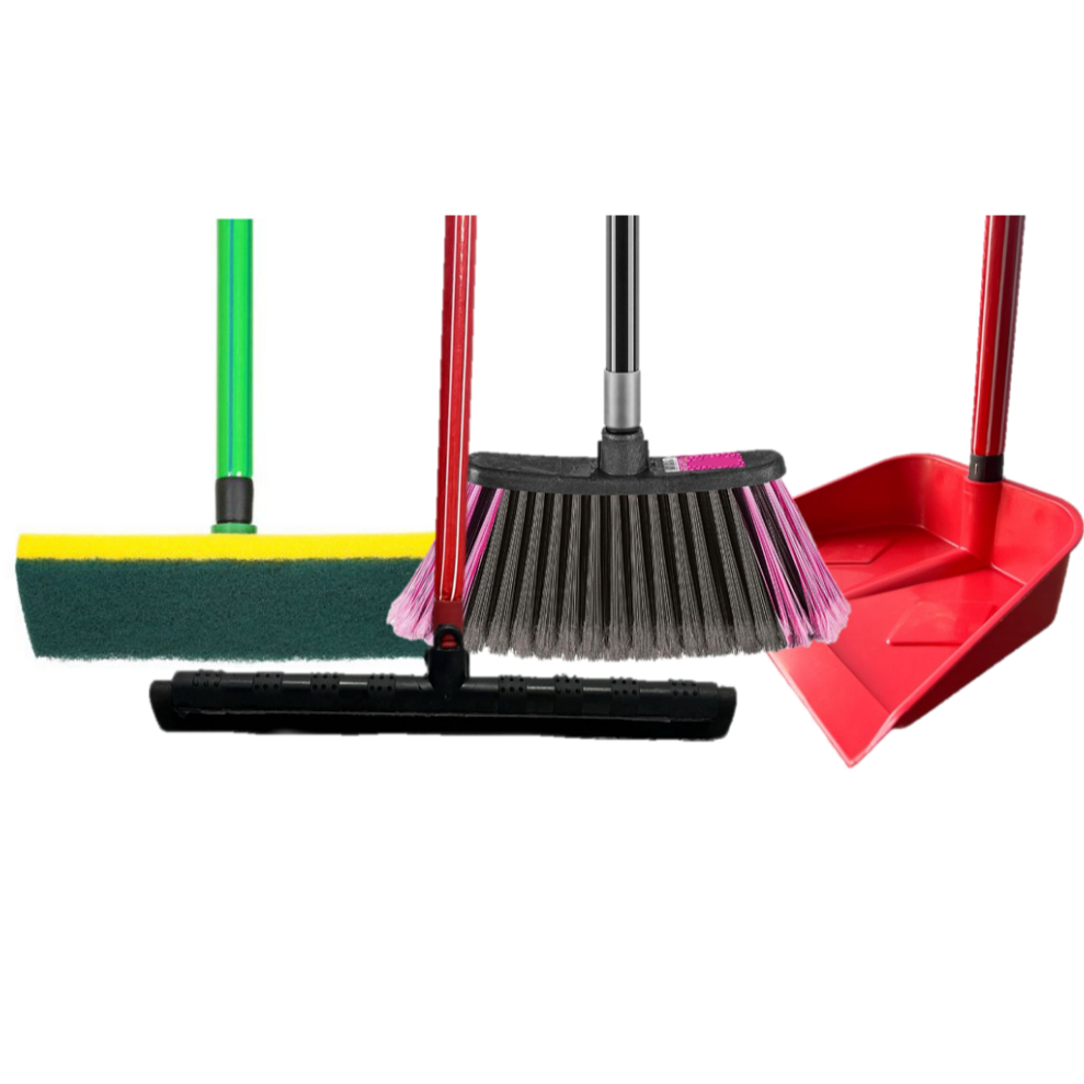 Kit Lava Azulejo, Vassoura, Rodo Duplo de 40cm e Pá de Lixo S/ Cabo em Oferta na Shopee